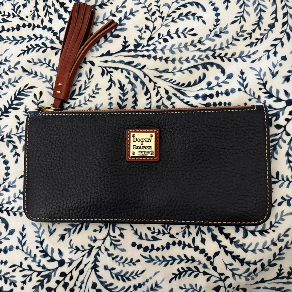 Dooney & Bourke Slim Pebble Grain Midnight Blue Wallet